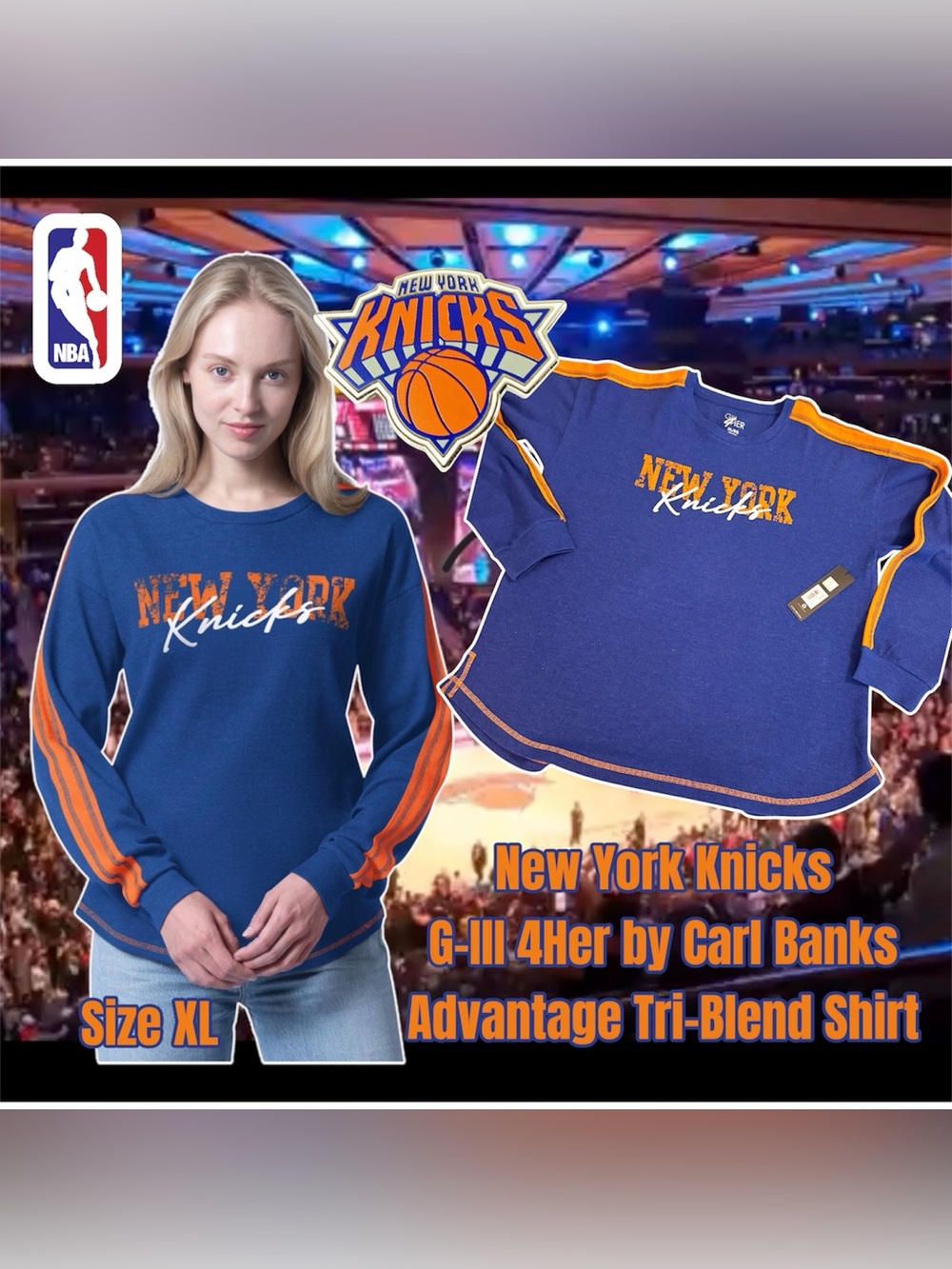 New York Knicks G-IlI 4Her by Carl Banks Women's Advantage Tri-Blend Jersey Blue